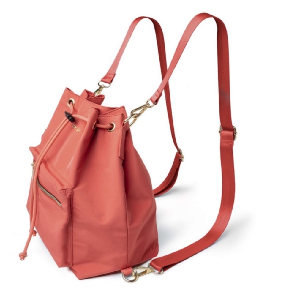 Kedzie Aries Convertible Bucket Bag fade red back pack adjustable straps - Picture 2 of 16